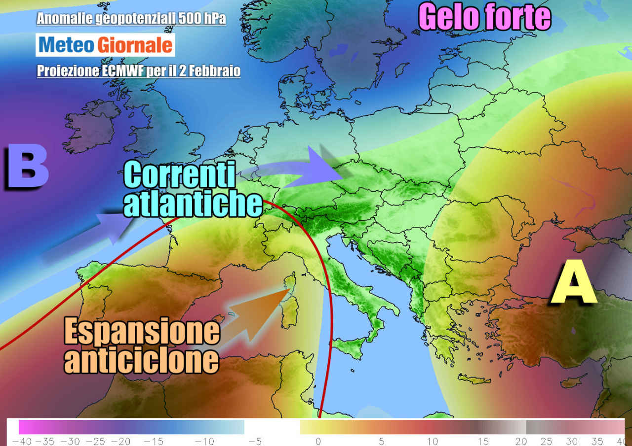 Evoluzione prevista subito dopo inizio settimana