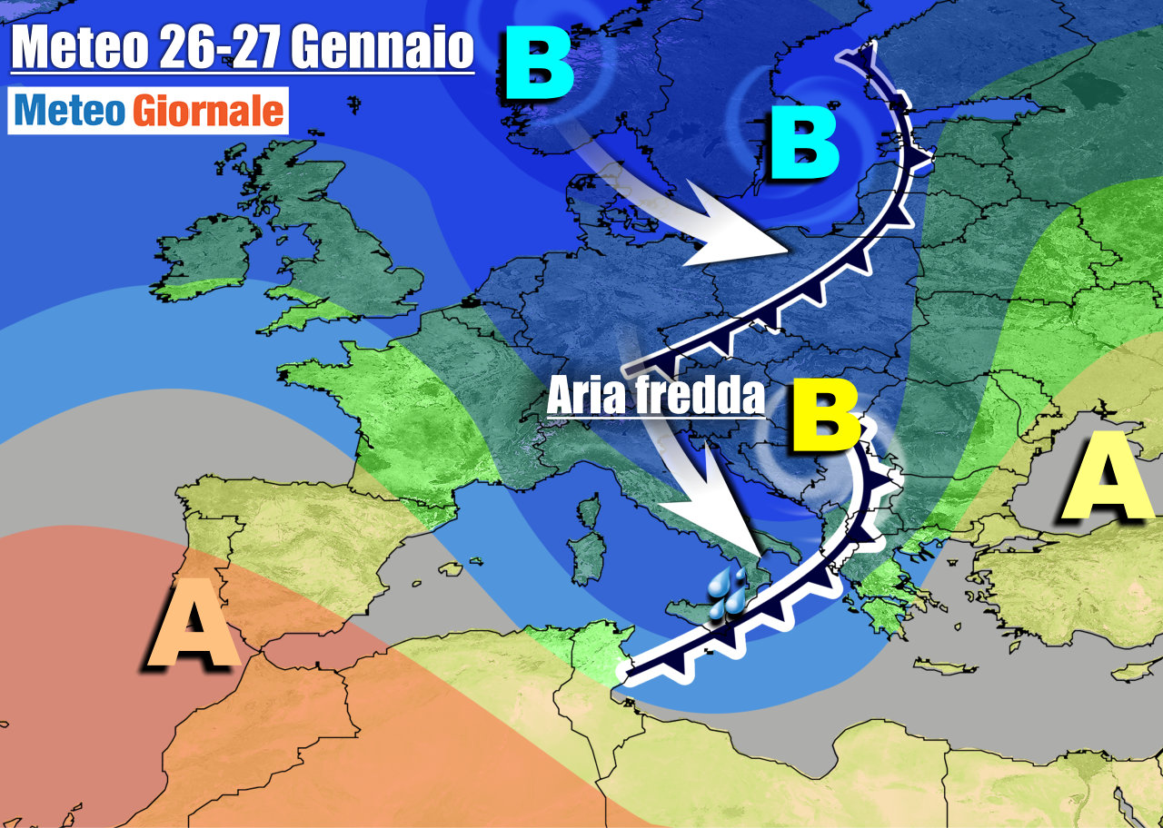 Evoluzione meteo fra martedì e mercoledì