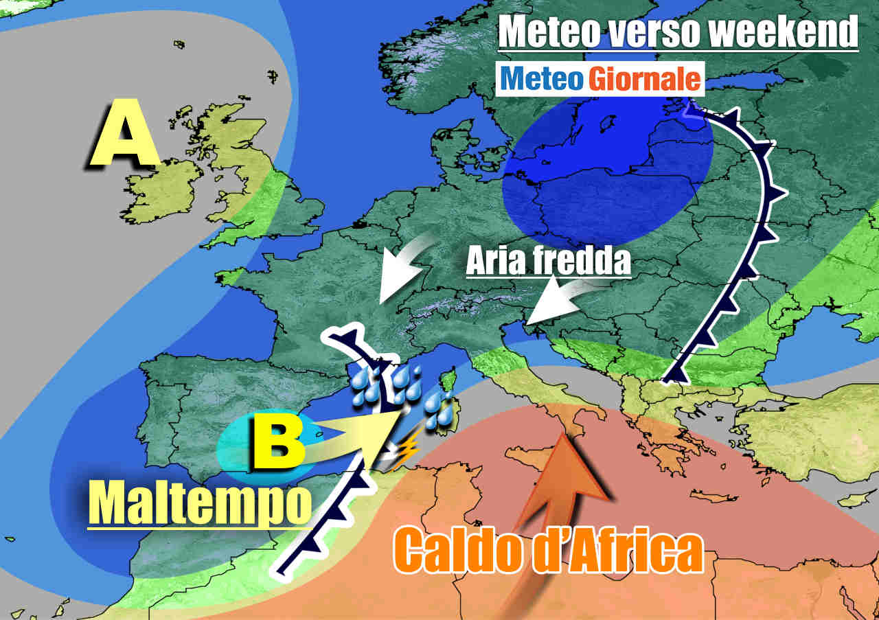 Tendenza verso weekend con nuovo maltempo da ovest