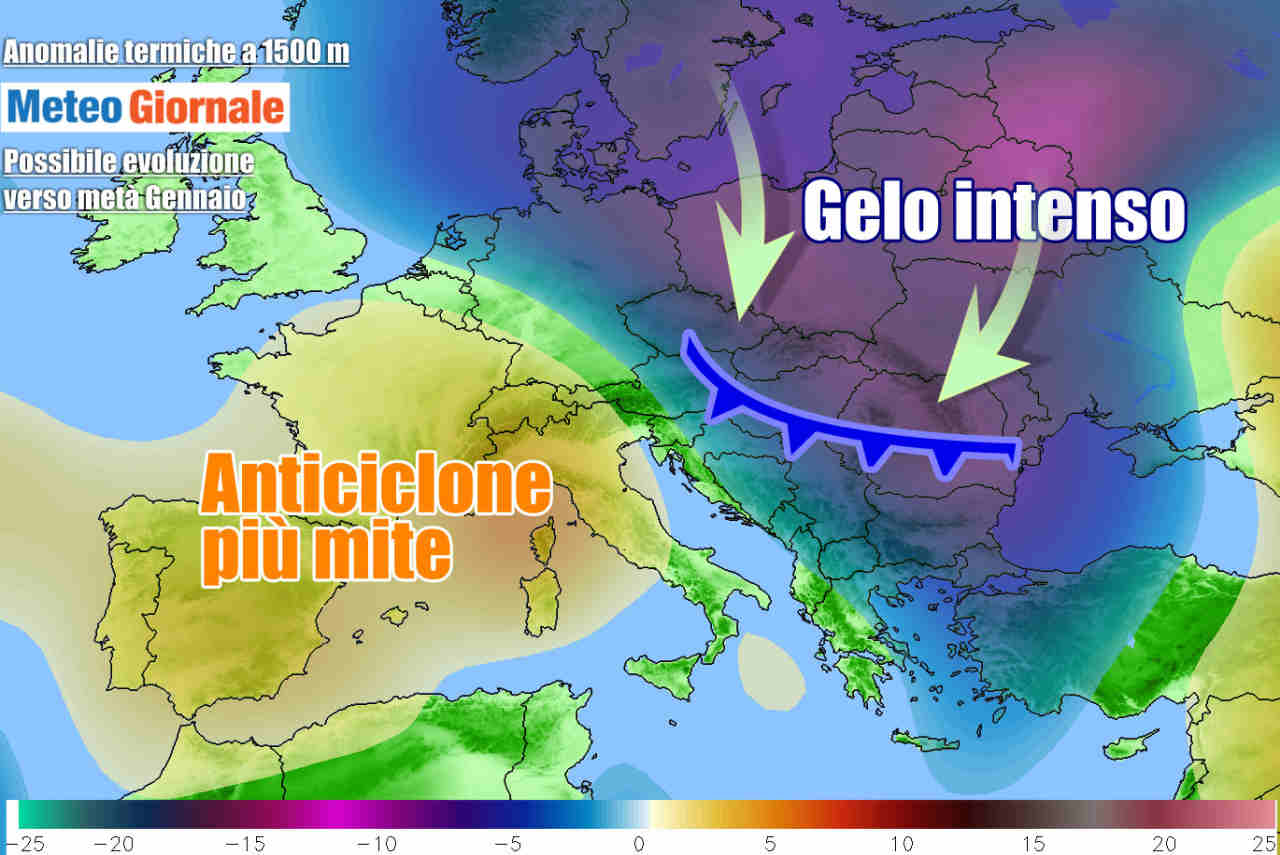 Evoluzione meteo per metà gennaio