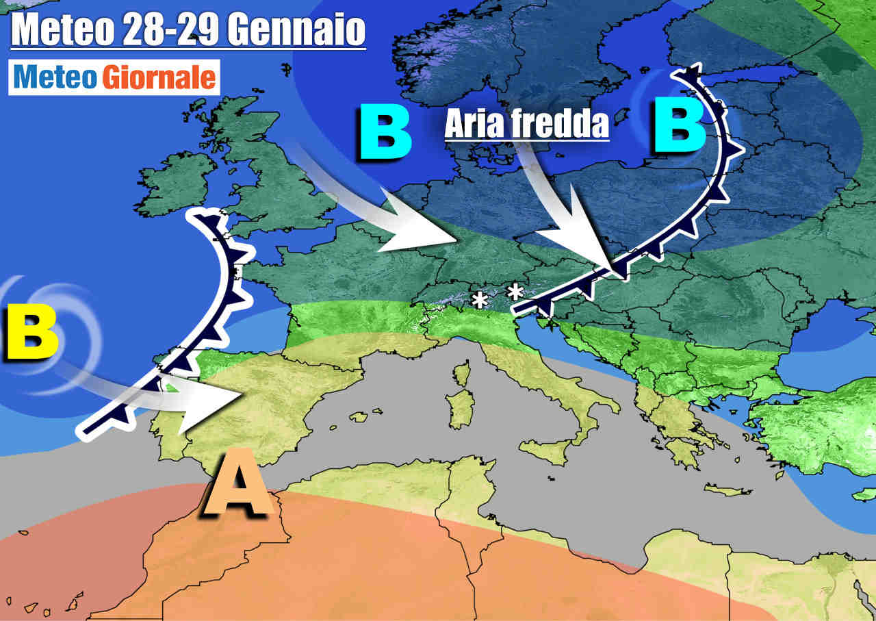 Evoluzione meteo seconda parte di settimana