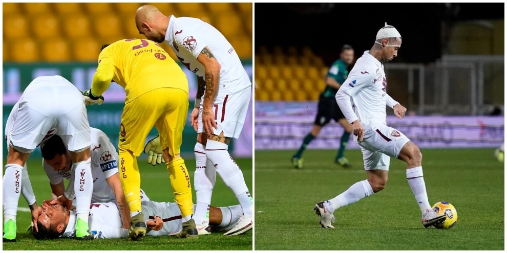 Izzo, che paura! Botta alla testa durante Benevento-Torino