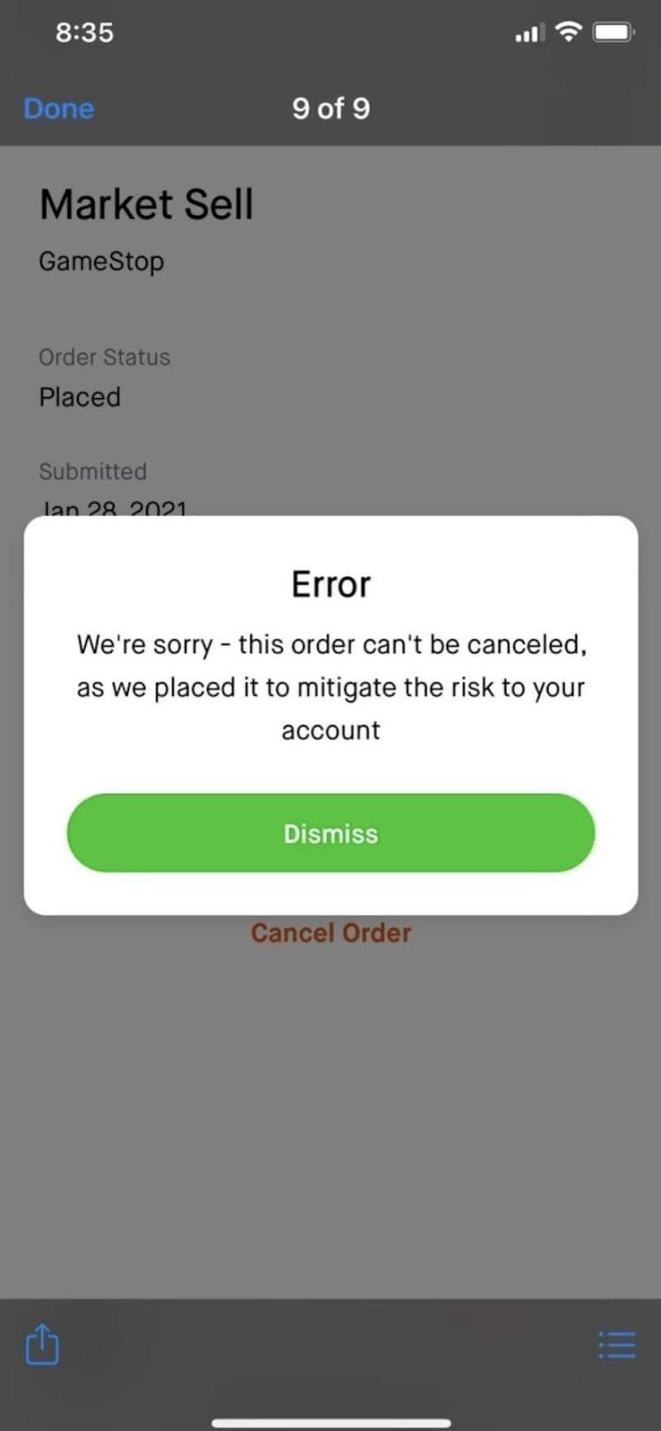 A screenshot of a recent Robinhood e-mail. Robinhood is forcibly closing investors' positions. 