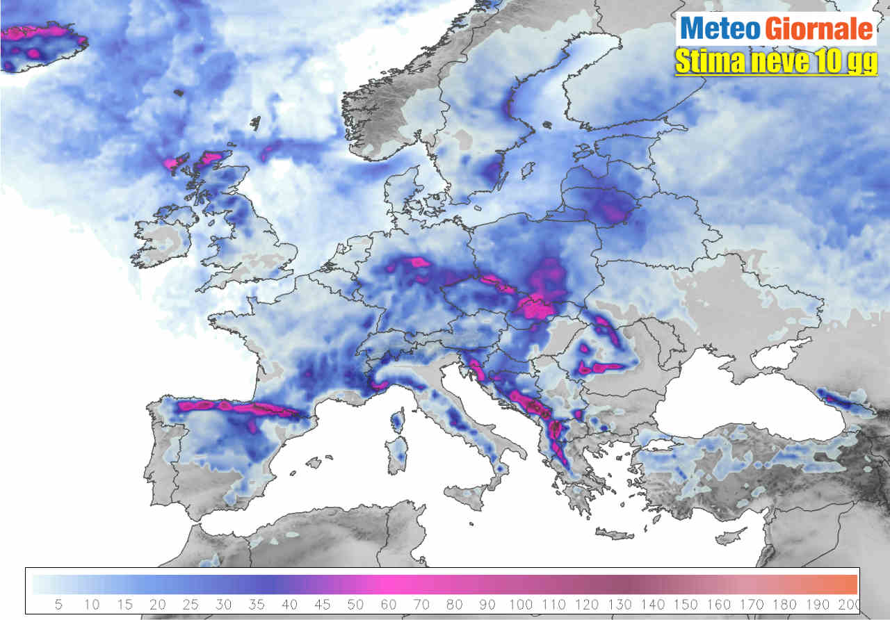 Previsione meteo neve sino 12 gennaio 2021