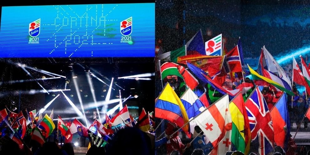 Cortina 2021, al via i Monadiali! Cerimonia d'apertura innevata
