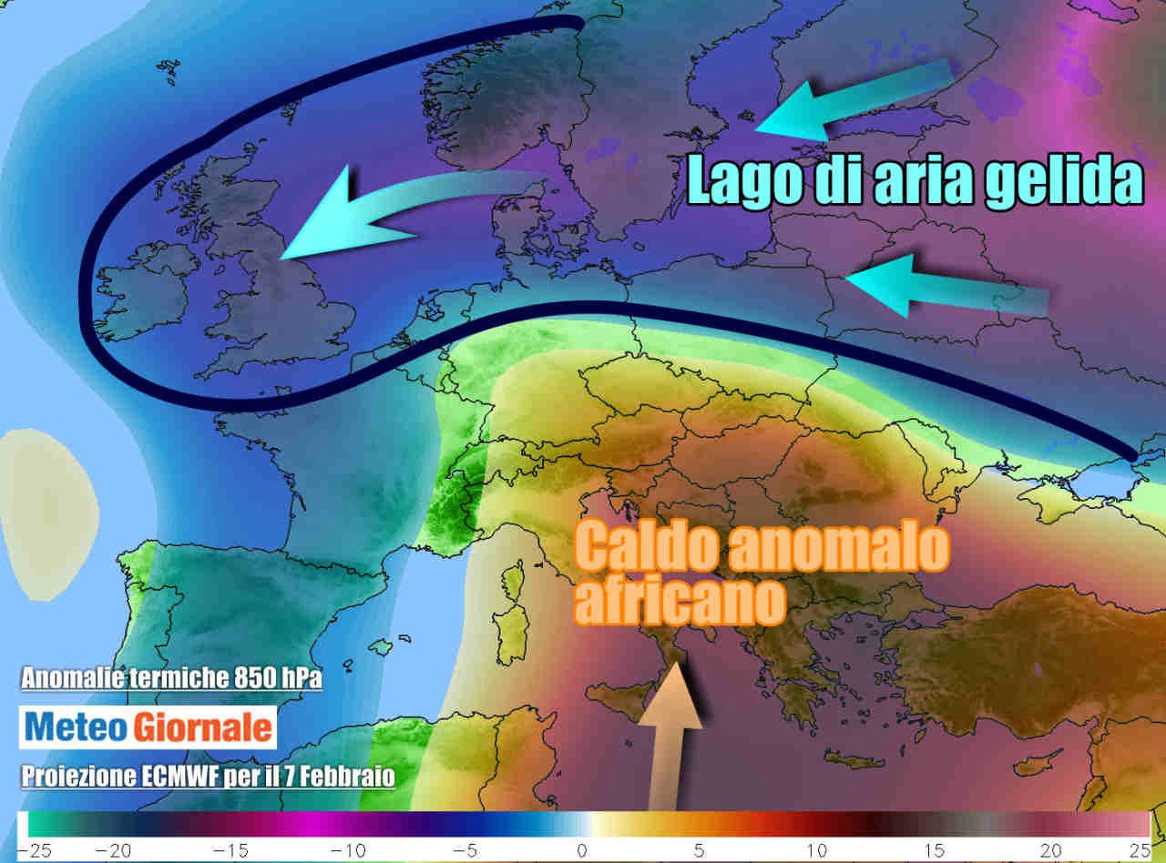 Evoluzione meteo per il weekend con il gelo sulle nazioni settentrionali dell'Europa