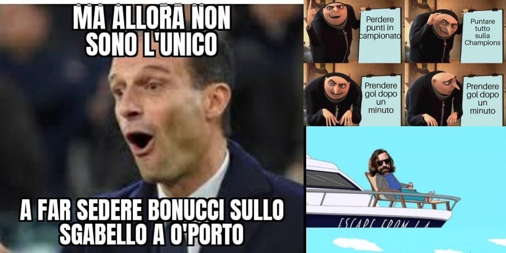 Juve ko contro il Porto, social impazziti: ironie e meme