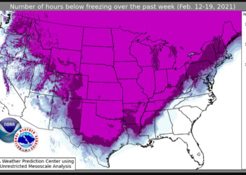 Gelo senza precedenti negli USA, incredibile estensione del freddo estremo