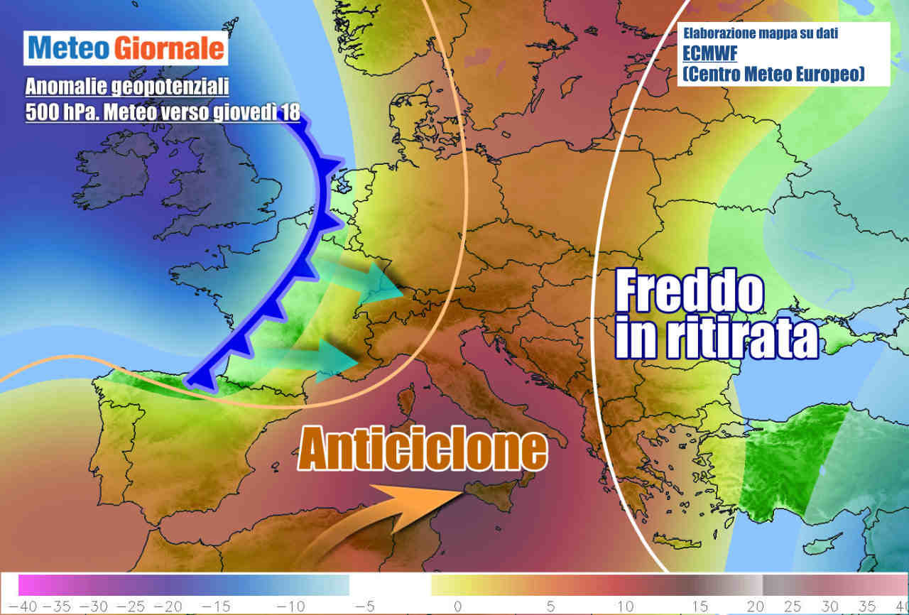 Anticiclone e correnti oceaniche verso l'Italia