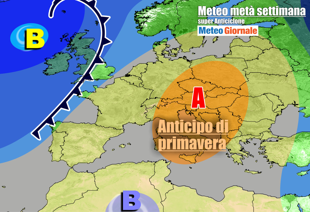 Evoluzione prevista per la parte centrale della settimana