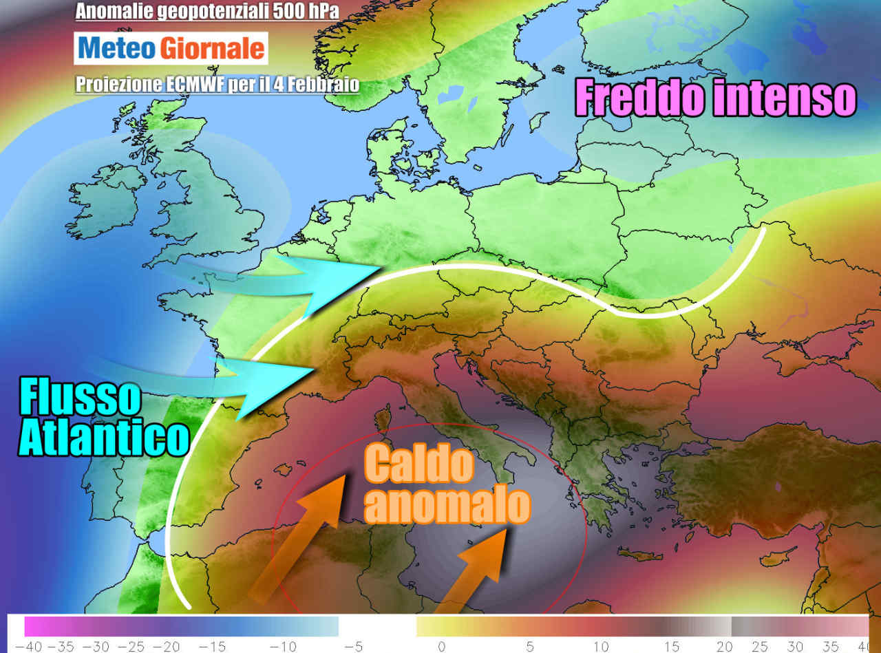 Potente anticiclone caldo a metà settimana