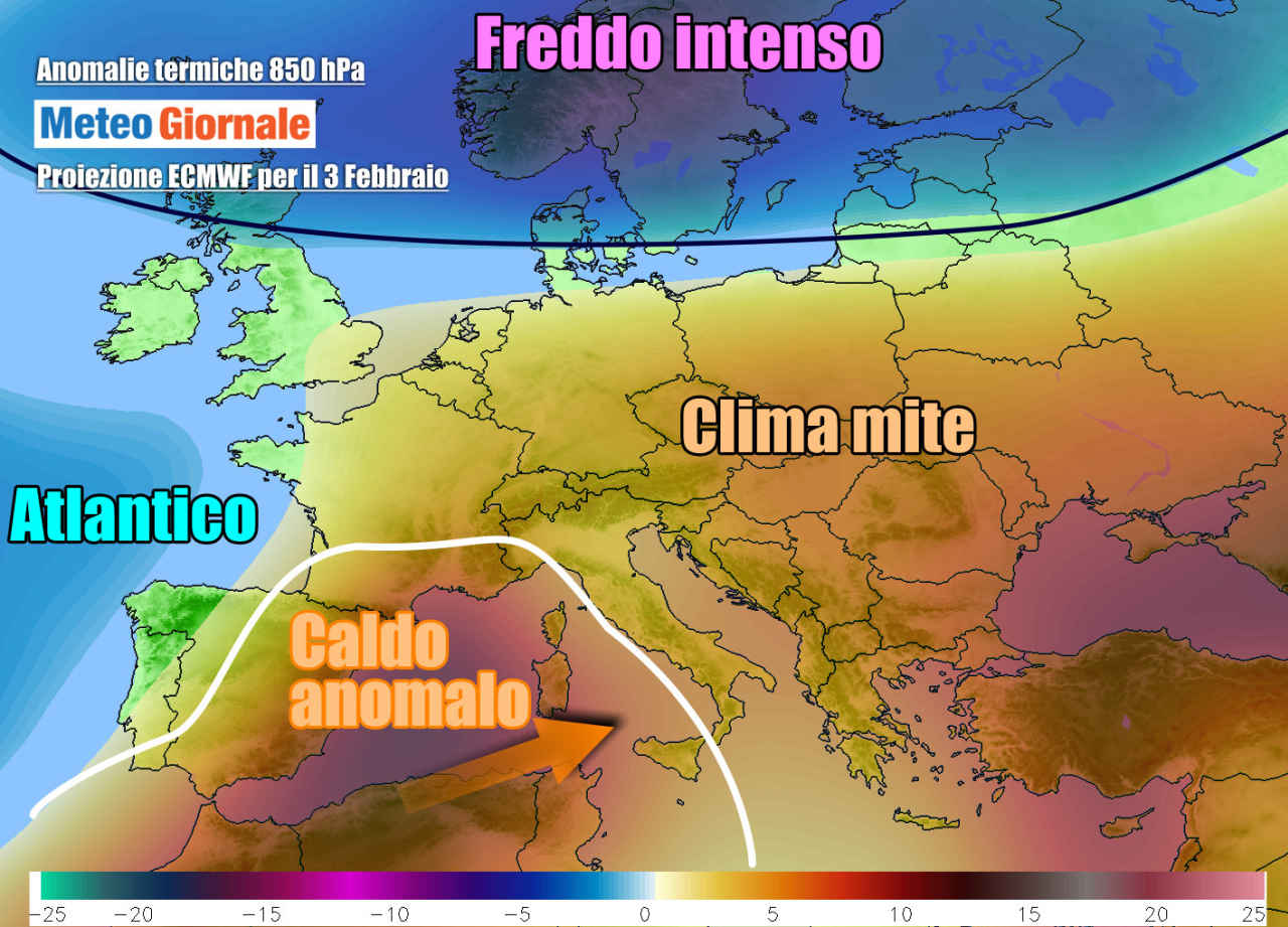 Evoluzione meteo per metà settimana