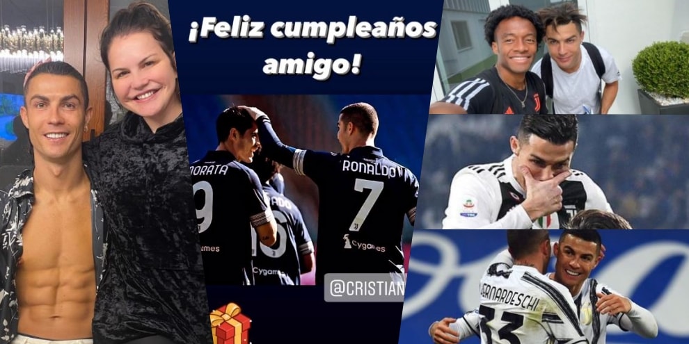 Ronaldo "CR36", gli auguri social di familiari e compagni della Juve