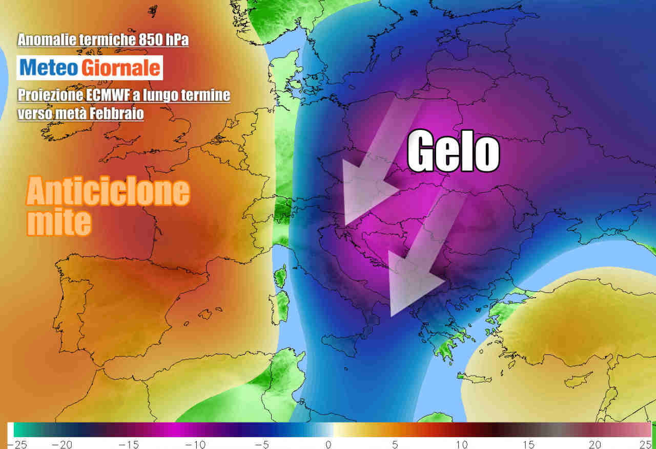 Non escluso l'arrivo del gelo continentale sull'Italia verso metà febbraio