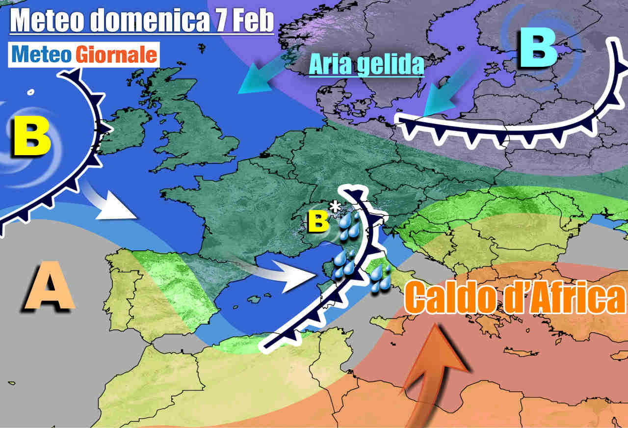 Evoluzione meteo tra sabato e domenica