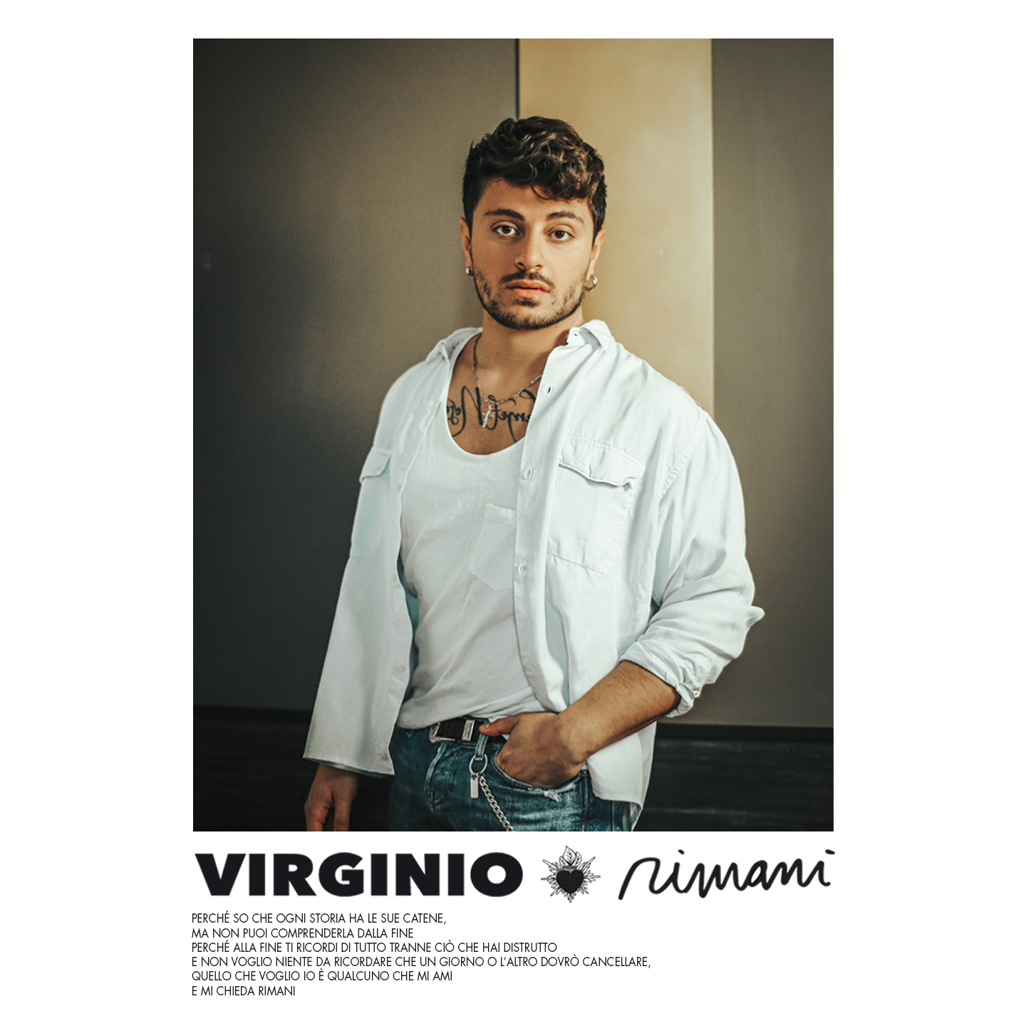VIRGINIO – DAL 2 APRILE IN RADIO E NEI DIGITAL STORE – IL NUOVO SINGOLO “RIMANI”