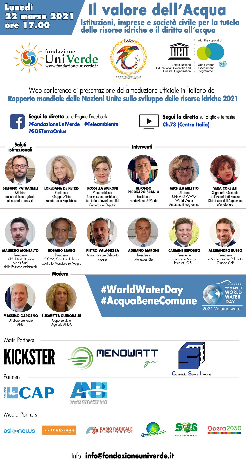 Per la prima volta, l’edizione ufficiale in italiano del Rapporto mondiale delle Nazioni Unite sullo sviluppo delle risorse idriche, esce in contemporanea con la presentazione mondiale in occasione del World Water Day 2021