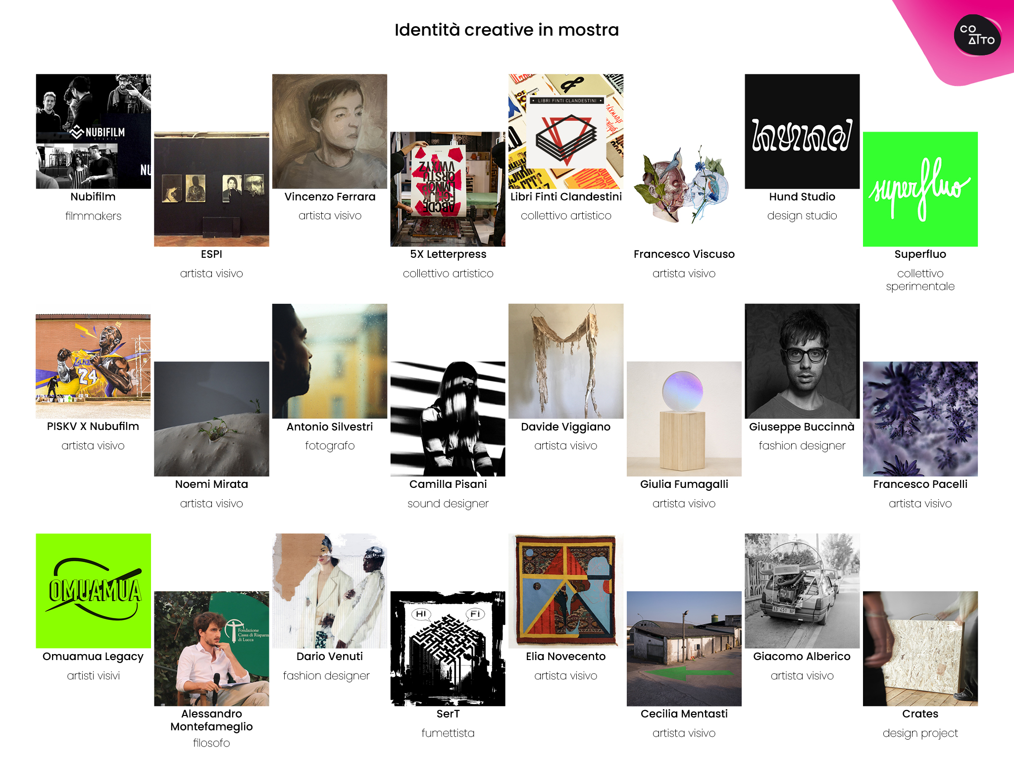 in_festa prima mostra di co_atto: 24 identità creative x 18 vetrine
