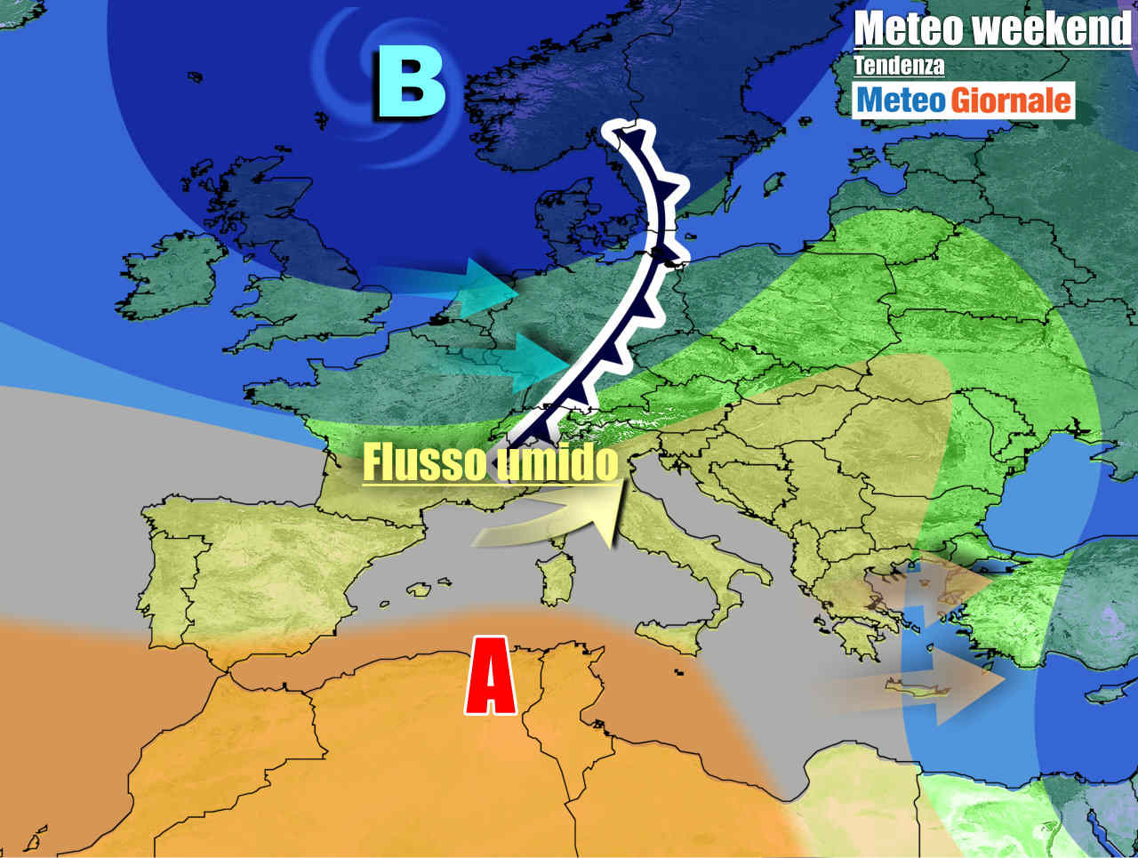 Nel fine settimana lieve temporaneo cedimento dell'anticiclone