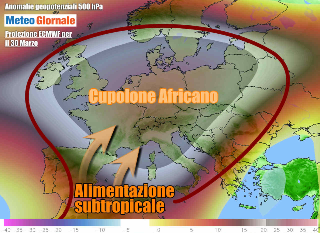 Scenario meteo in Europa nella prima parte di settimana