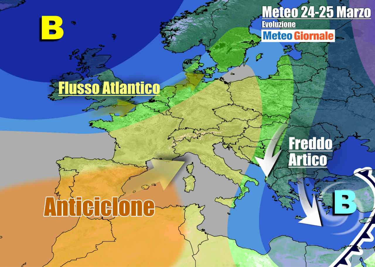 Evoluzione meteo per metà settimana