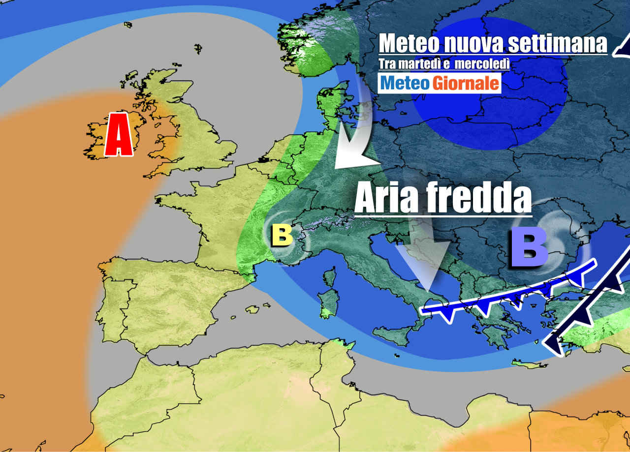 Scenario meteo previsto verso metà settimana