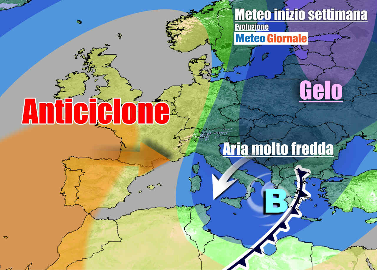 Evoluzione meteo per i primi giorni della settimana