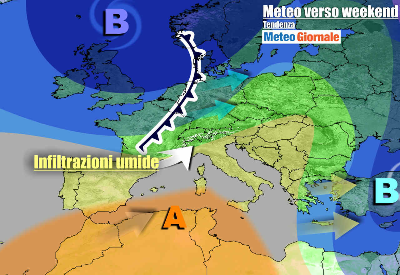 Lo scenario atteso per l'ultima parte di settimana