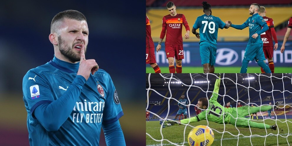 Kessie implacabile dal dischetto, gioiello di Rebic: il Milan batte 2-1 la Roma