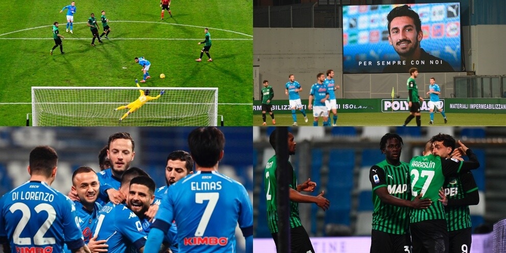 Sassuolo-Napoli show: 3-3 al 95' con due rigori nel ricordo di Astori