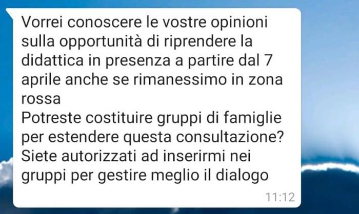 Scuola:Emiliano si fa inserire in chat genitori’dialoghiamo’