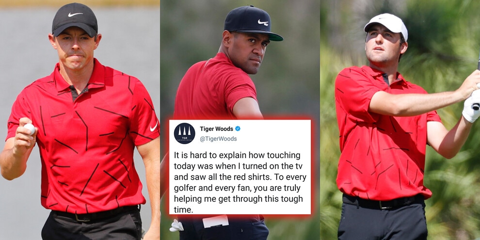 Il mondo del golf unito per Tigers Woods: tutti in rosso!