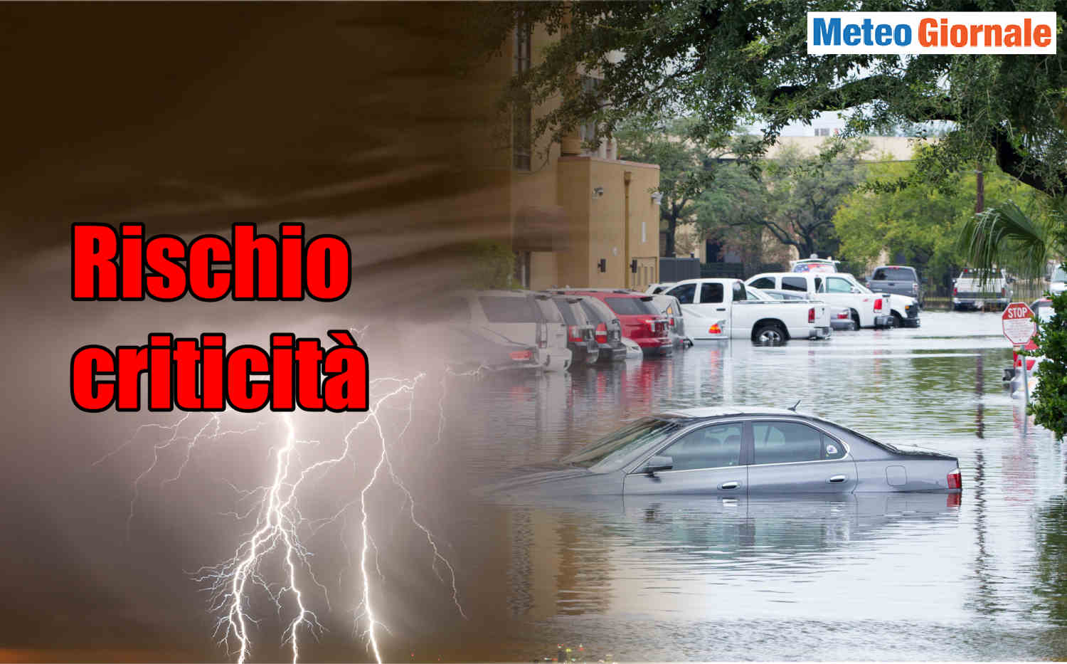 Rischio piogge torrenziali con meteo estremo. Piogge eccessive concentrate in brevi periodi.