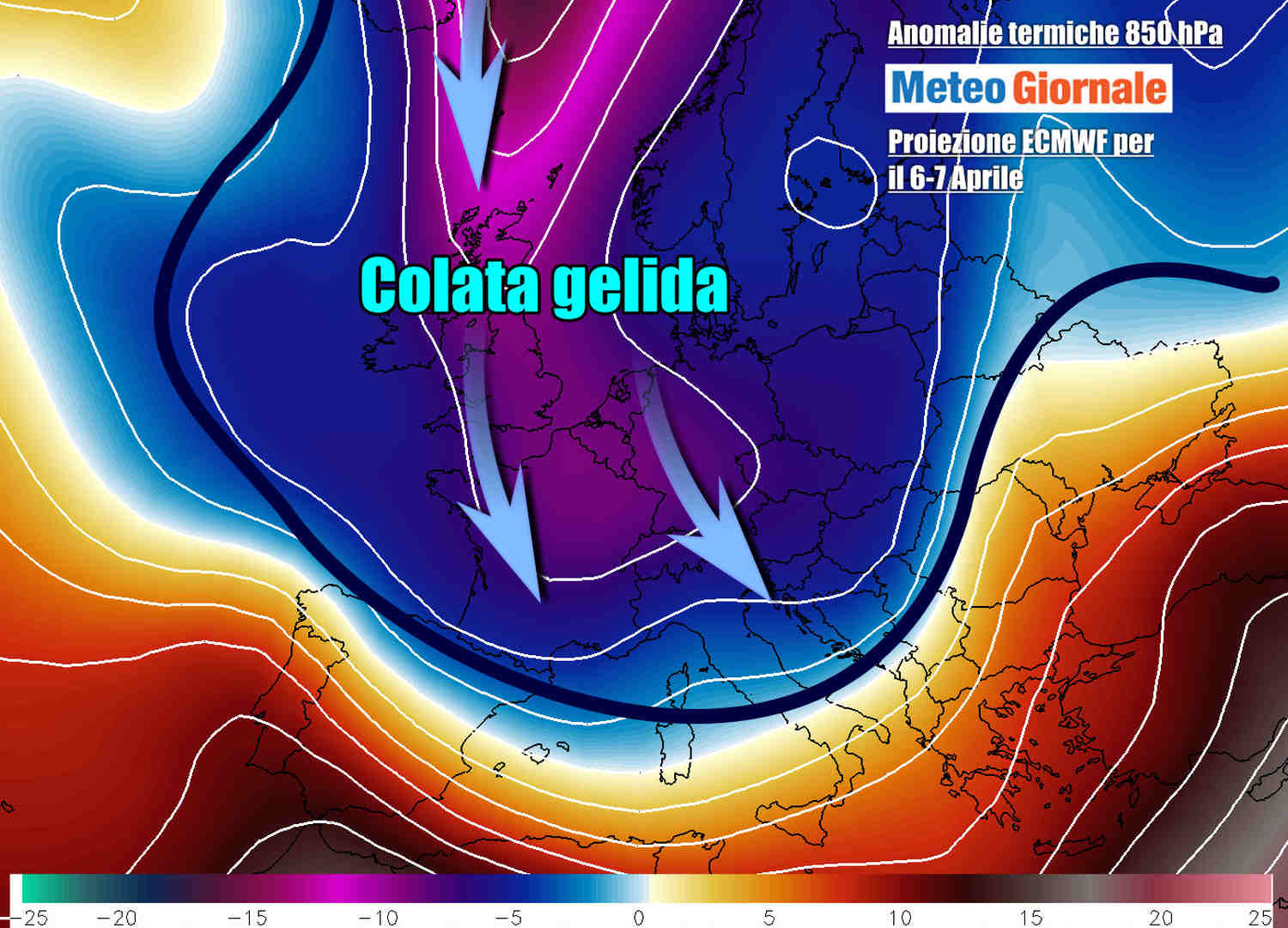 Eccezionale discesa di aria molto fredda artica subito dopo Pasquetta