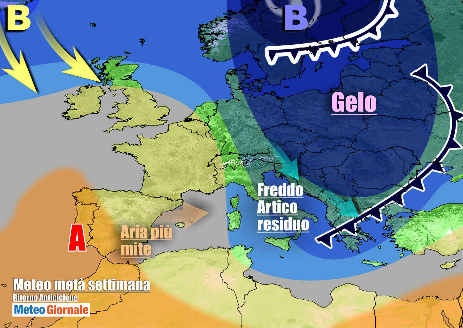 Evoluzione meteo per metà settimana