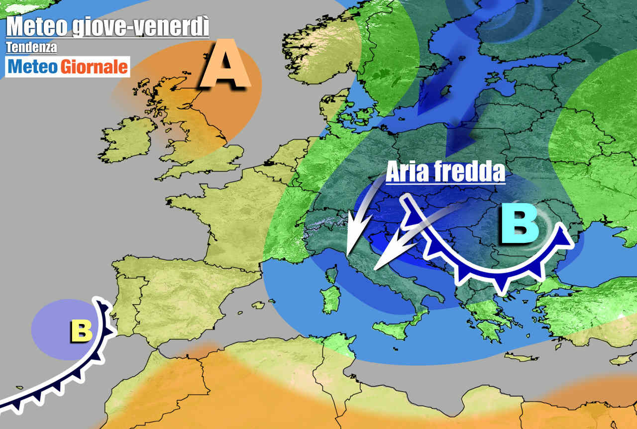 Evoluzione meteo seconda parte di settimana