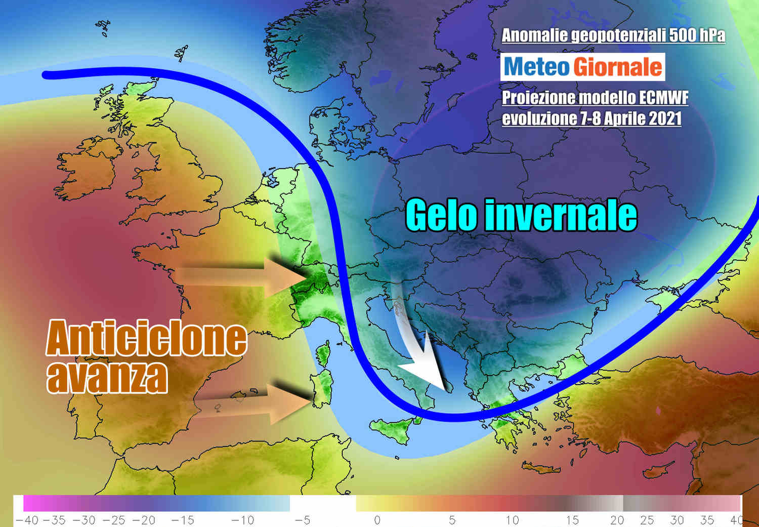 Anticiclone avanza verso l'Italia nel corso di metà settimana