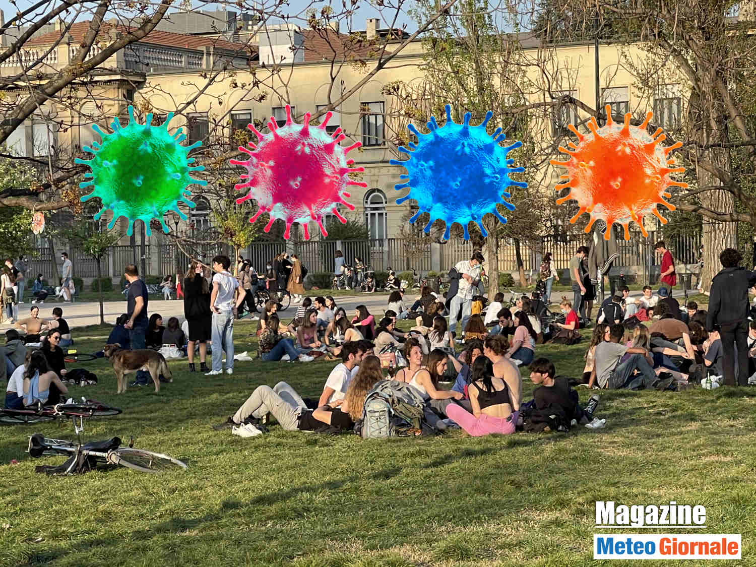 Milano, il caldo è eccessivo. La gente è per strada, anche perché vari condomini hanno i termosifoni accesi.