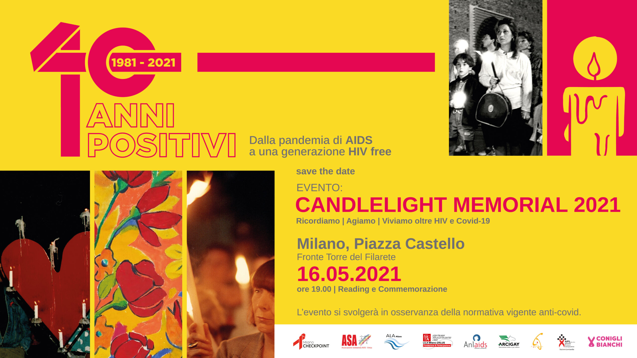 A Milano insieme a 115 città nel mondo si terrà l’evento CANDLELIGHT MEMORIAL