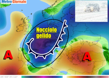 Meteo con BRUTTO e INSOLITO nocciolo d’aria FREDDA vagante per l’Europa