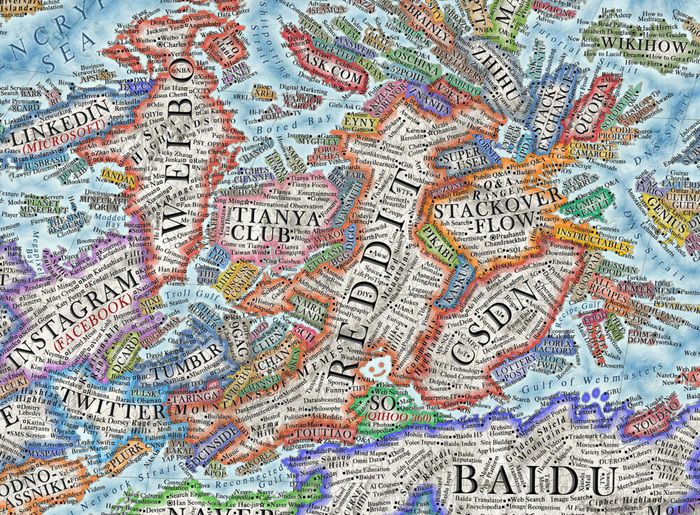 Siti e social come un continente, ecco la mappa ‘antica’ di internet