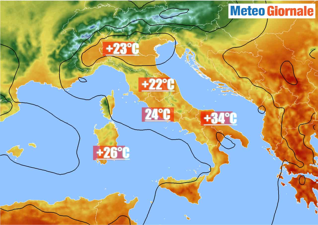 temperature massime di oggi