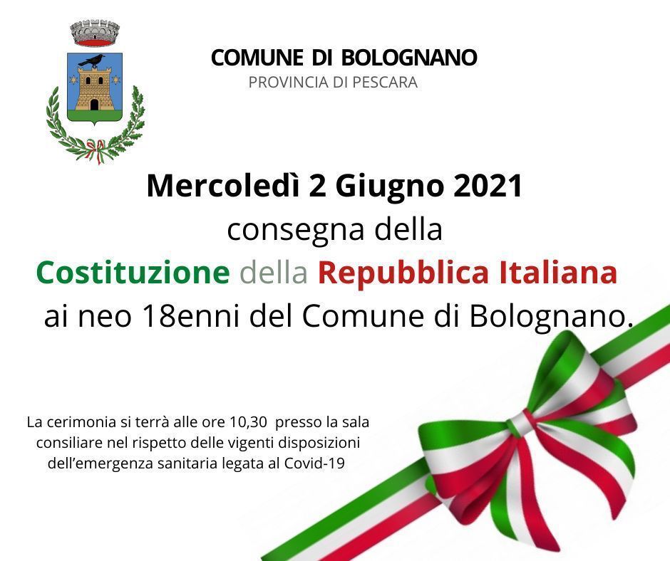 2GIUGNO IL SINDACO CONSEGNA LA COSTITUZIONE AI DICIOTTENNI