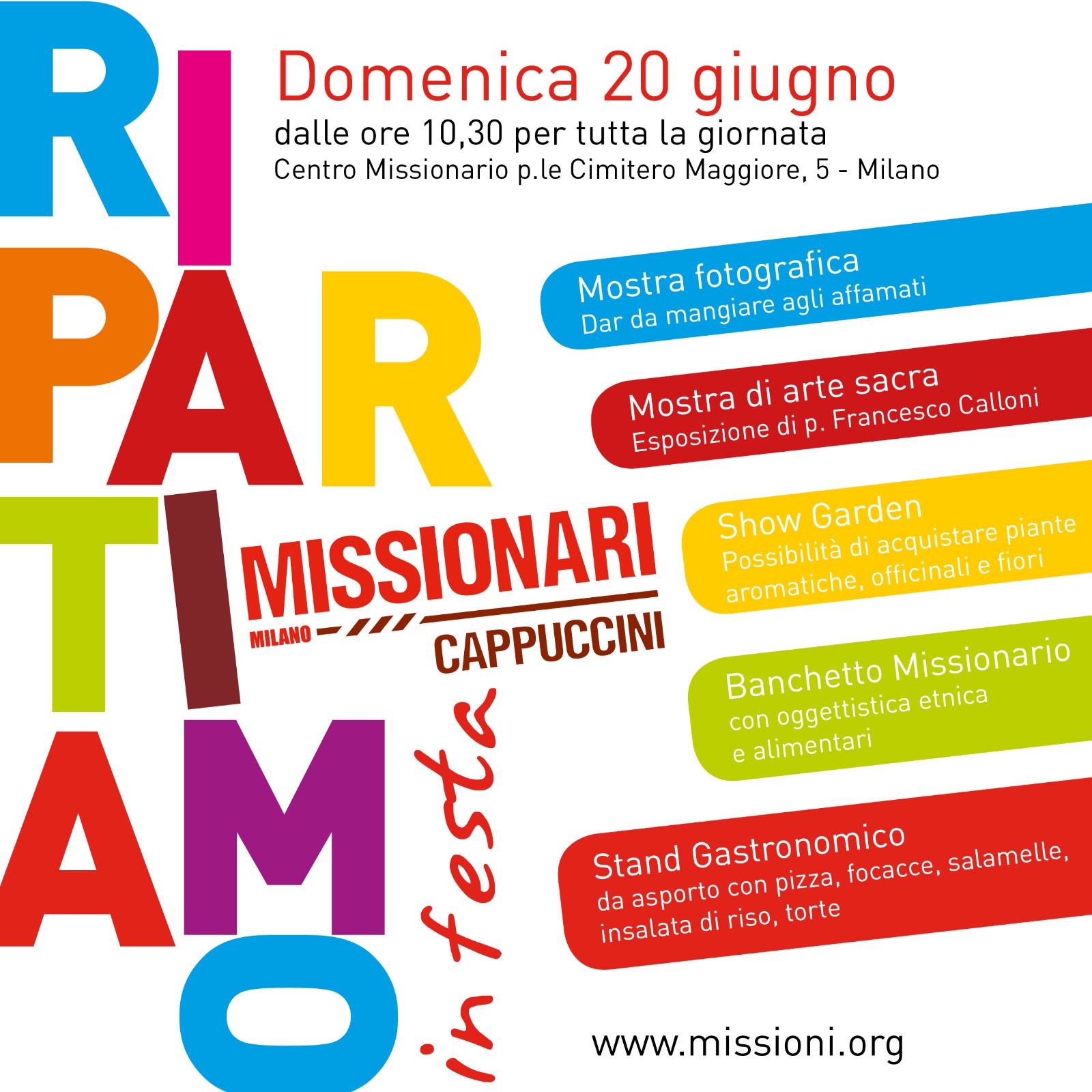 SOLIDARIETÀ: Festa al convento dei Frati missionari “Ripartiamo insieme”