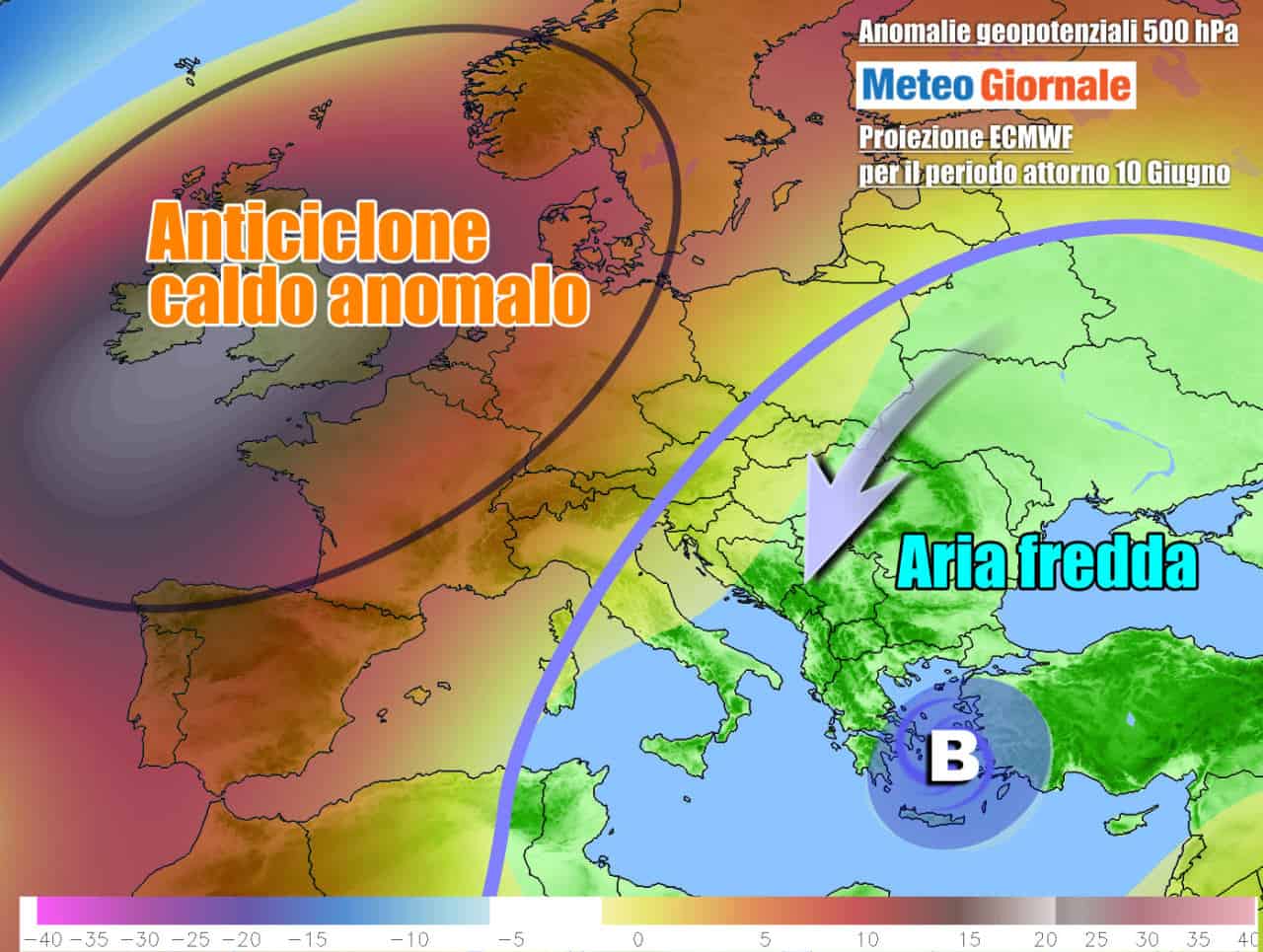 Scenario meteo in Europa verso il 10 Giugno