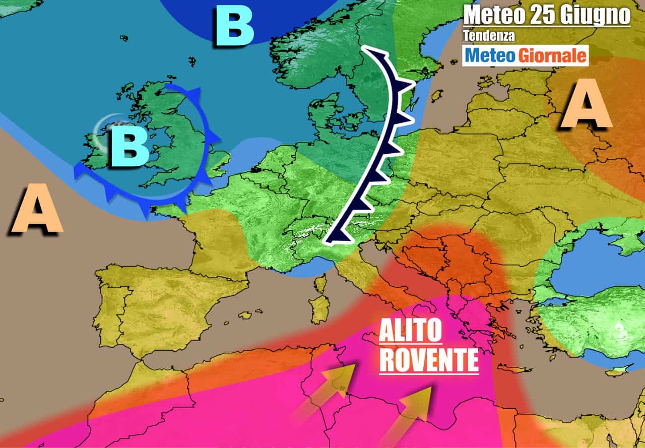 Italia fra anticiclone africano e temporali