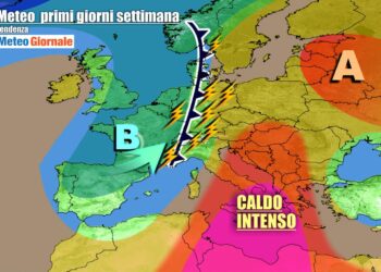 METEO Italia. CALDO OPPRIMENTE continuo, su parte del Nord FORTI TEMPORALI