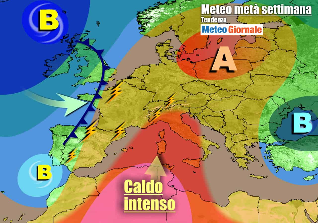 Caldo e anticiclone sull'Italia e gran parte d'Europa