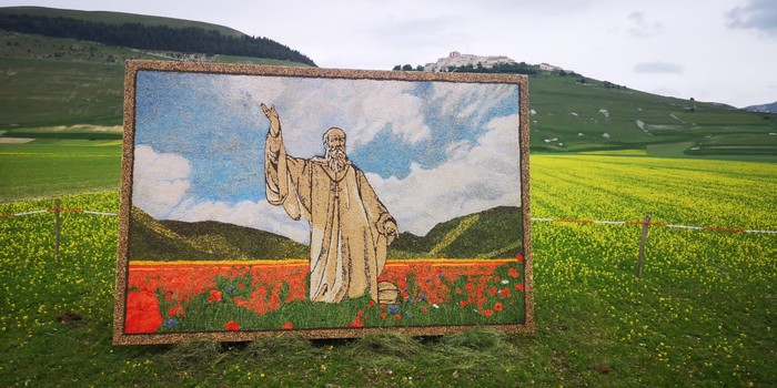 Quadro S. Benedetto con legumi e cereali a Castelluccio