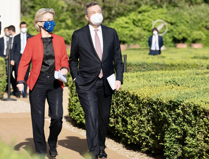 Recovery: incontro Draghi-von der Leyen negli Studi di Cinecittà